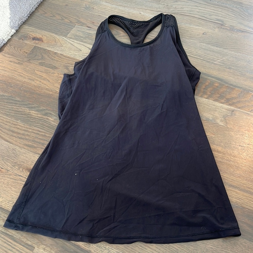 Lululemon Black Sheer Tank with Built in Bra Size 6